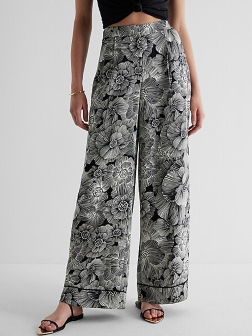 Express Black & White Floral Palazzo Pants